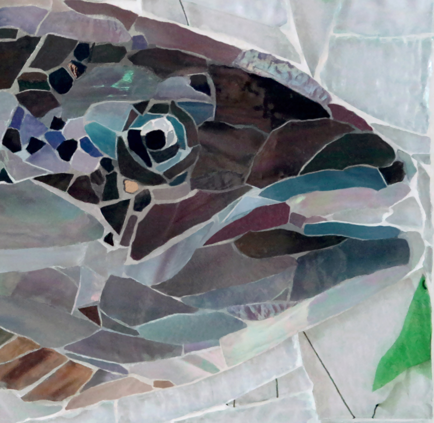 Glasmosaik Lachs