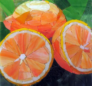 Glasmosaik mit Orangen und Zitrone, Maria Ackmann, 2016