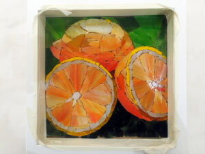 Glasmosaik mit Orangen und Zitrone, Maria Ackmann, 2016